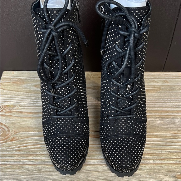 Jessica Simpson Black Studded Lace-Up Boots - Picture 8 of 12